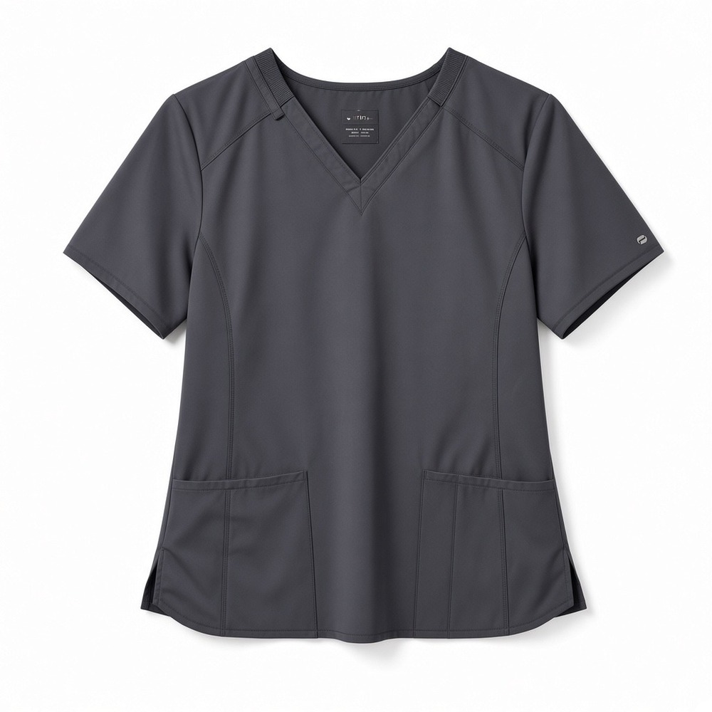 Cherokee Infinity Scrub Top Pewter Gray V-Neck Medium CK865A Womens Contemporary